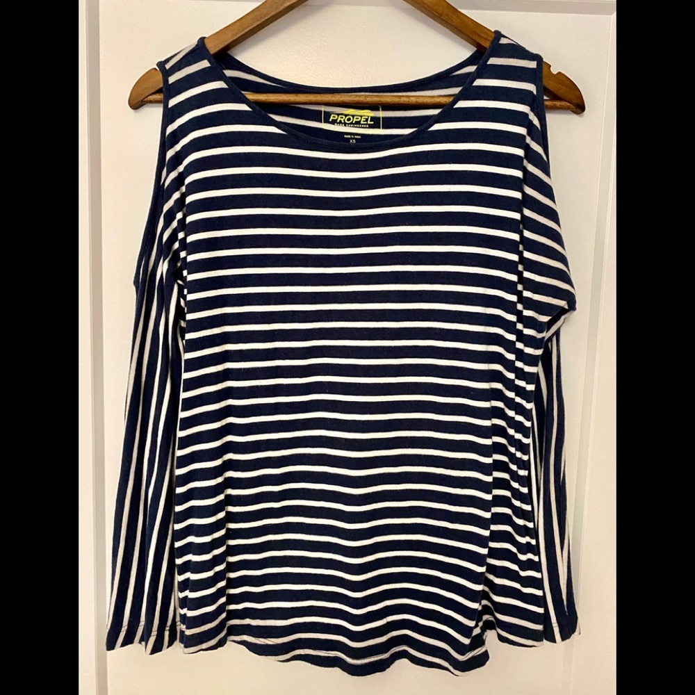 Bass Long sleeve with Navy Blue/White stripes XS